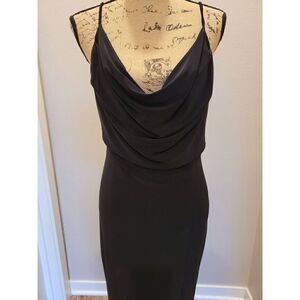 NWT - ELH Studio Front Drape Midi Black Sleeveless Dress Size Large
